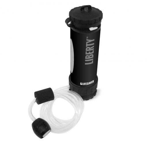 Load image into Gallery viewer, Black LifeSaver Liberty water purifier bottle with scavenger hose